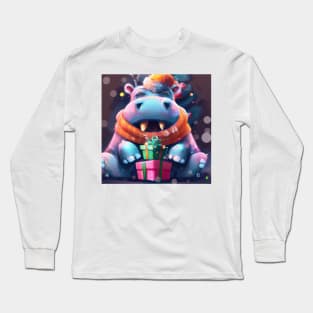 Cute Hippopotamus Drawing Long Sleeve T-Shirt